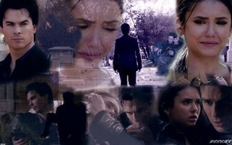 Damon Elena The Vampire Diaries Tv Show Wallpaper
