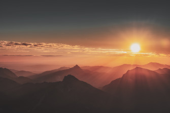 Sunrise Mountains Landscape Evening 5k Wallpaper HD Nature