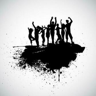 Grounge Young People Outline Vector
