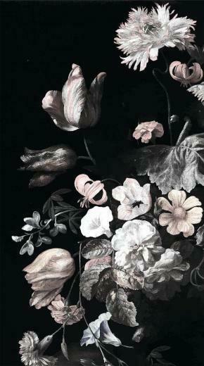 Dark Floral Mural Wallpaper Still Life By Anewalldecor