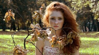 Women Redheads Wallpaper Freckles Branches