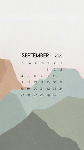 Mountain Abstract September Monthly Calendar iPhone Wallpaper
