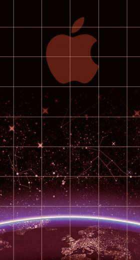 Apple Logo Shelf Cool Red Universe Wallpaper Sc iPhone7plus
