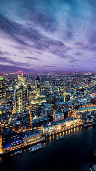 Purple City Sky Wallpaper
