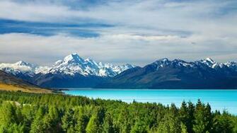 Mount Cook And Pukaki Lake New Zealand Desktop Wallpaper