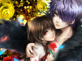 Anime Couple Hug Wallpaper