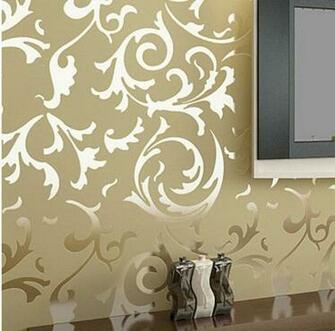 Modern Victorian Flocking Velvet Textured Damask Wallpaper Roll Silver