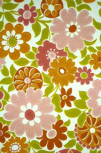Vintage Retro Pink Floral Wallpaper For Children