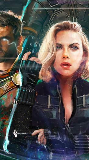 Thor Black Widow Hulk In Avengers Infinity War Artwork