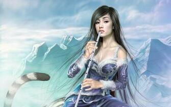 Fantasy Girl Flute Desktop Pc And Mac Wallpaper