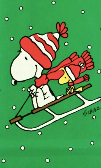 Snoopy Woodstock Sled Phone Wallpaper And