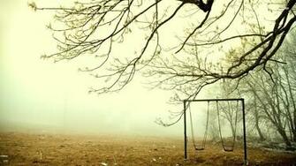 Swing Set On A Foggy Morning Wallpaper Wide HD