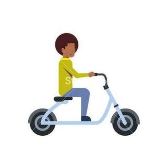 African Boy Riding Electric Scooter Over White Background