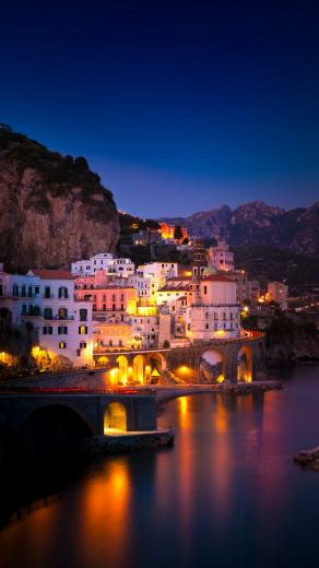 Amalfi Coast At Night Beautiful Wallpaper Europe