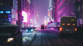 Night City Street Neon Lights 4k Laptop Full HD 1080p Wallpaper Image