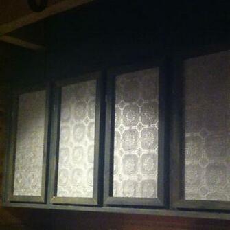 Faux Tin Cabinet Facing Made With Wallpaper Painted In Paint