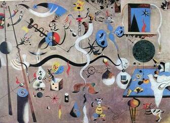 Harlequins Carnival Surrealist Joan Miro Art Wallpaper