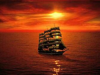 Wallpaper Sunset Sea Sailing Ship Desktop