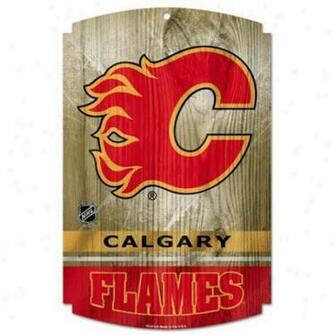 Calgary Flames Wood Sign The Web Sport World Dot