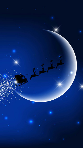 Santa Claus Flying Over Moon Phone Background Wallpaper