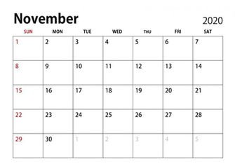 November Calendar Image Illustoon
