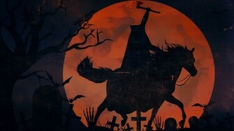 Headless Horseman Walking On Cemetery Wallpaper In
