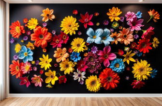 Flowers On Black Background Wallpaper