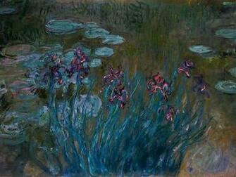 Lily Pads Giverny Claude Monet Irises Impressionism Wallpaper