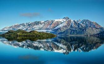 Snow Lake Reflection Water Trees Forests Scenic Wallpaper Background