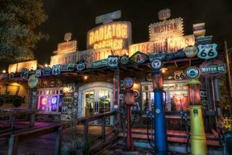 Disneyland Route Night HDr Design Buildings Wallpaper Background