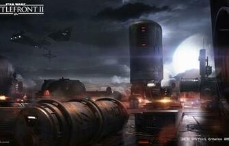 Wallpaper Clouds Ships Facilities Star Wars Battlefront Ii