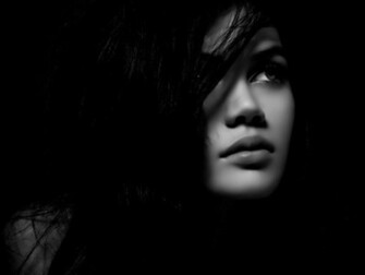 Black Women Thinking Monochrome Faces Background