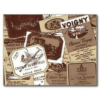 Vintage French Wine Labels Wallpaper Postcard