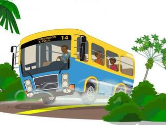 Island School Bus Background Educational Ppt