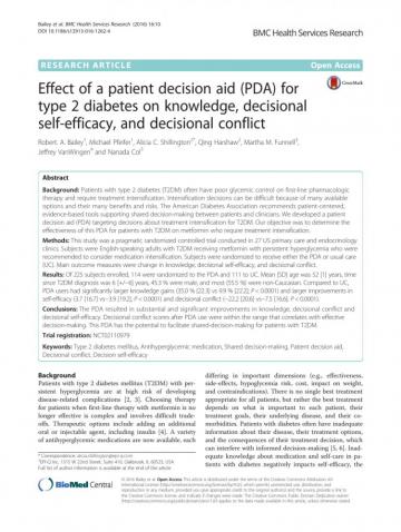 Effect Of A Patient Decision Aid Pda For Type Diabetes On