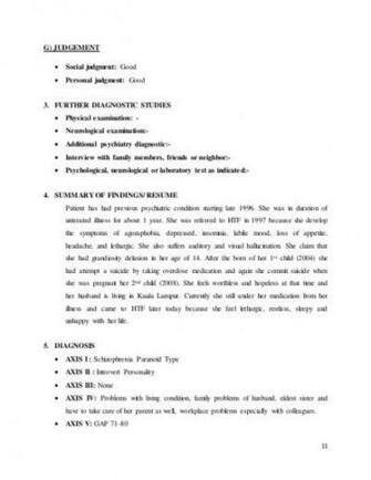 Long Case Schizophrenia