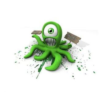 Wallpaper Background 3d Cute Cartoon Octopus Green