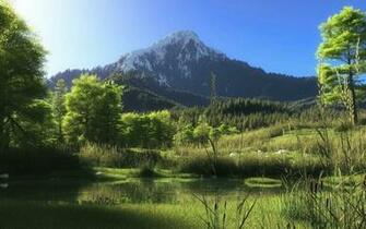 Forest Lake Nature Mountain Wallpaper