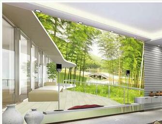 Photo Customize Size 3d Bamboo Forest Landscape Background Wal