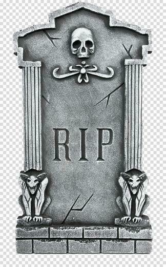Close Up Of Gray Concrete Rip Tombstone Headstone Cemetery