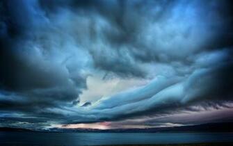 Deep Blue Clouds Ocean Wallpaper