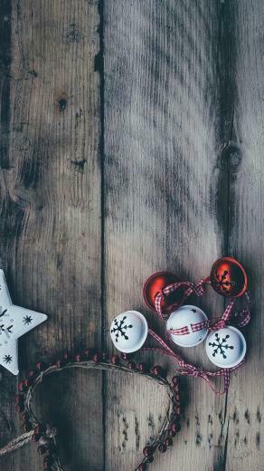 Jingle Bells And Wood Rustic Christmas Background iPhone Android