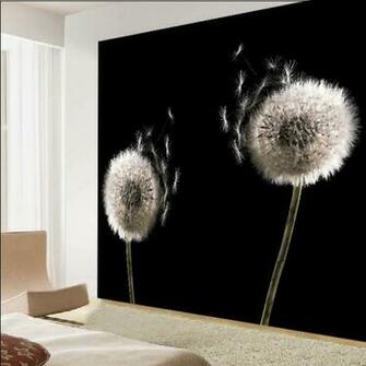 Living Room Wallpaper Abstract Black And White Dandelion