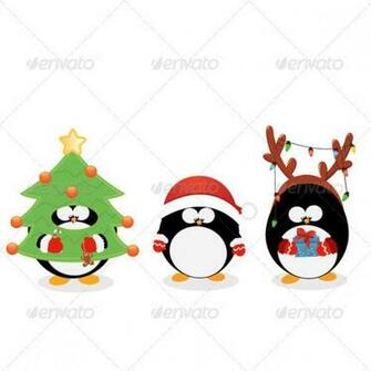 Christmas Penguin Set Seasons Holidays