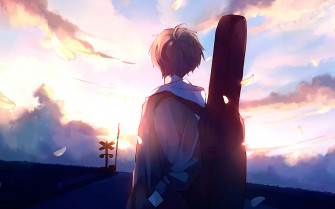 Anime Boy Guitar Painting Wallpaper Resolution HD 4k