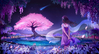 Anime Cherry Blossom Background Wallpaper