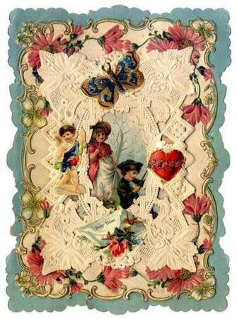 Antique Valentines Bunnies Birds And Butterflies The Graphics