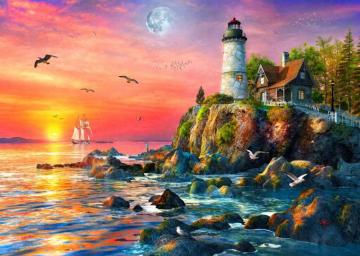 Summer Sunset Lighthouse Affordable Wall Mural Photowall