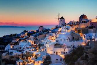 Santorini Sunset HD Wallpaper Background Image