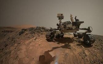 Space Image Looking Up At Mars Rover Curiosity In Buckskin Selfie